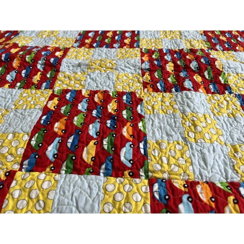 Handmade Baby Quilt Cars Transportation Theme Patchwork 39x54 Toddler
